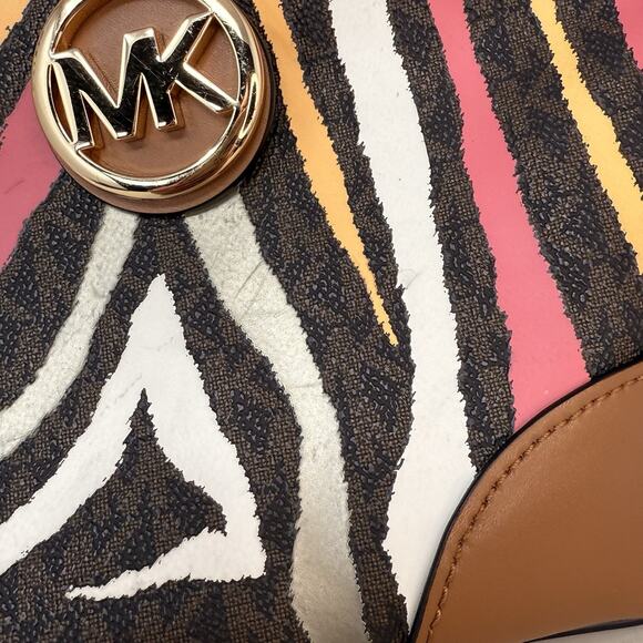 Michael Kors Signature Eva Colorful Zebra Print Tote With Snap Pouch - Picture 5 of 16